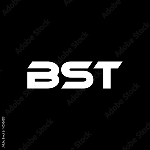 RST letter logo design with black background in illustrator, vector logo modern alphabet font overlap style. calligraphy designs for logo, Poster, Invitation, etc. photo