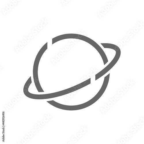 Saturn planet flat icon. Pictogram for web. Line stroke. Isolated on white background. Vector eps10