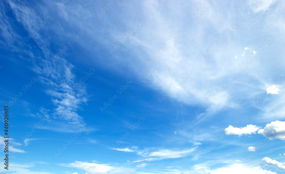 Blue sky background with tiny clouds