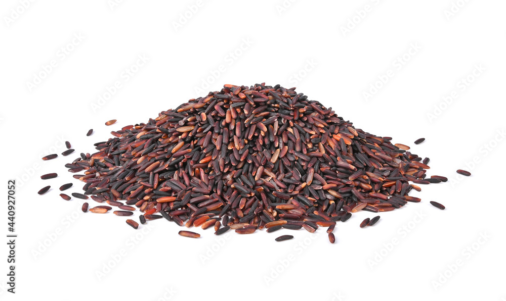 Fototapeta premium Heap of Riceberry Rice isolated on white background.