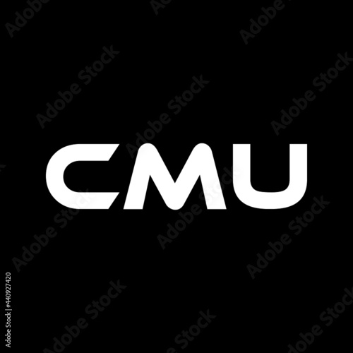 CMU letter logo design with black background in illustrator, vector logo modern alphabet font overlap style. calligraphy designs for logo, Poster, Invitation, etc.
