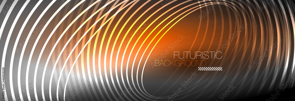 Dark abstract background with glowing neon circles. Trendy layout template for business or technology presentation, internet poster or web brochure cover, wallpaper Dark abstract background with glowing neon circles. Trendy layout template for business or technology presentation, internet poster or web brochure cover, wallpaper