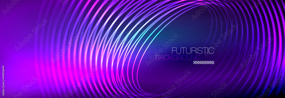 Dark abstract background with glowing neon circles. Trendy layout template for business or technology presentation, internet poster or web brochure cover, wallpaper Dark abstract background with glowing neon circles. Trendy layout template for business or technology presentation, internet poster or web brochure cover, wallpaper
