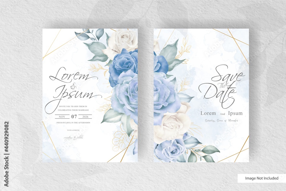 minimalist wedding invitation template set with watercolor and minimalist floral arrangements