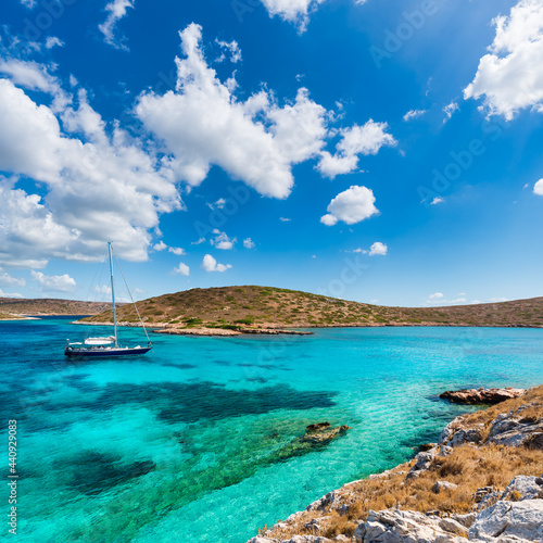 View of the islets around the Greek island of Arki in the dodecanese archipelago photo