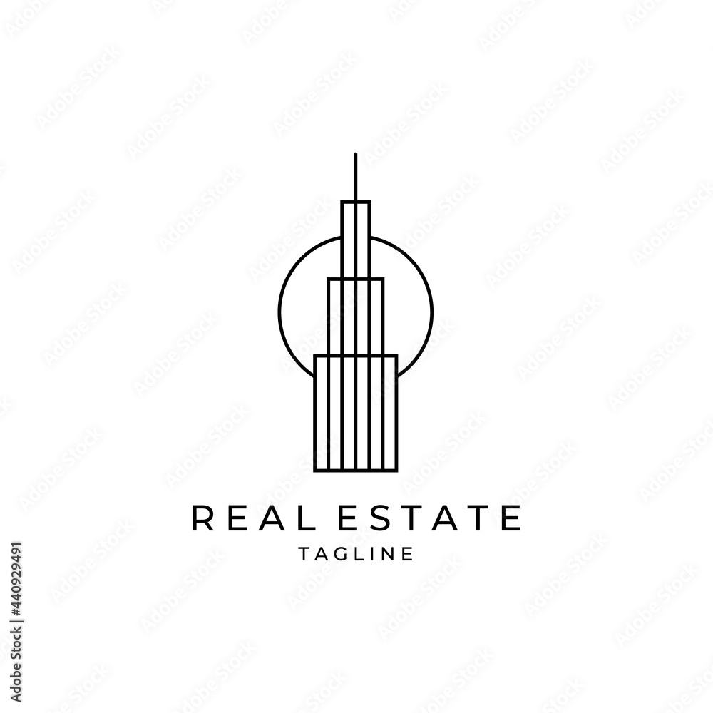 real estate logo minimalist for company and business icon label illustration design