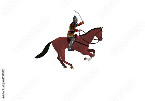 man on the red horse with sword 