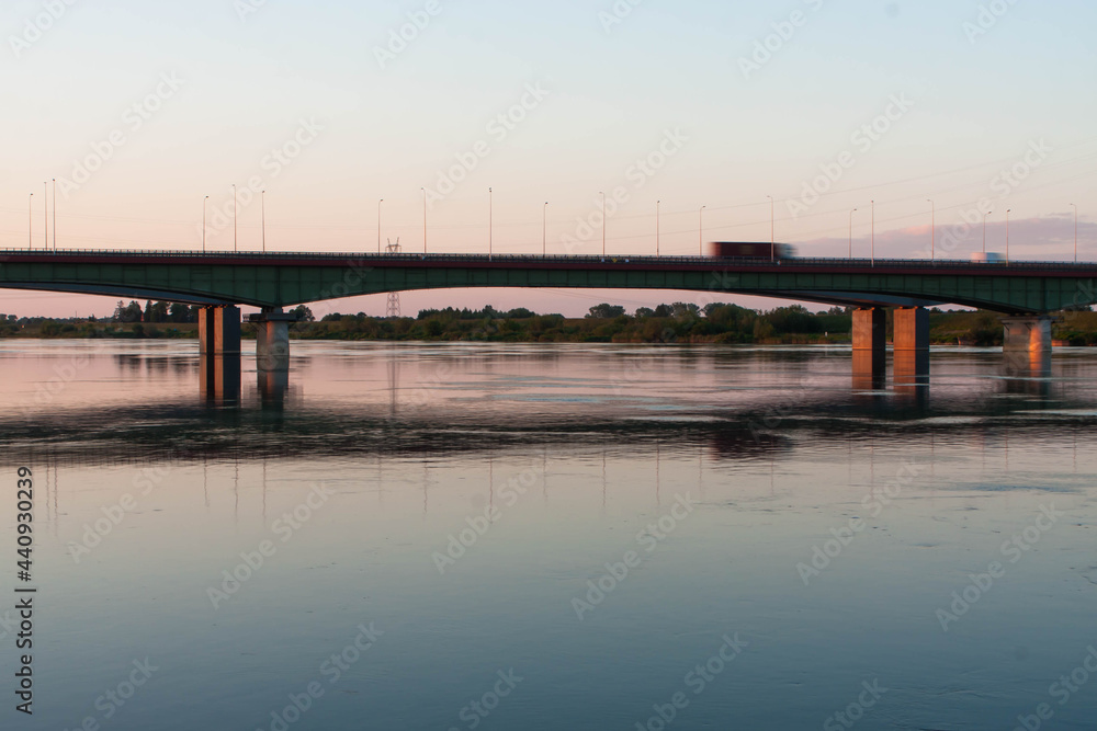 View of the Kiezmark bridge before sunset