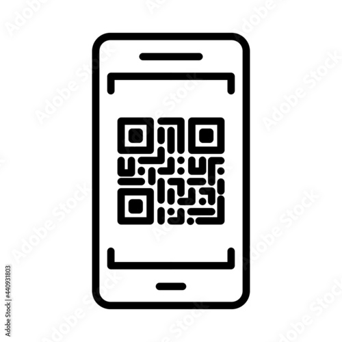 QR code scan from phone vector illustration. High quality line icon isolated on white background. Modern connections concept