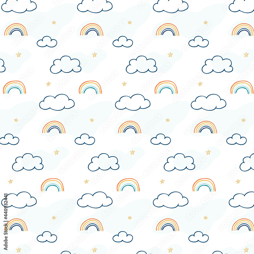 children's print with rainbows, background for boys, pattern for children's bed linen, print for little boys, clouds, stars, abstraction children's print with rainbows, background for boys, pattern for children's bed linen, print for little boys, clouds, stars, abstraction