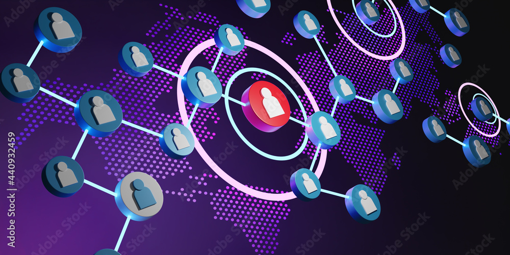 Obraz premium Social network background . Mixed media, 3d rendering