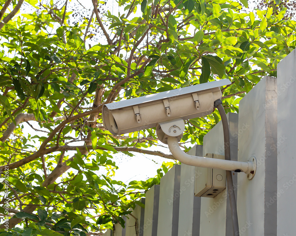 CCTV cameras installed outside the building safety protection concept. CCTV cameras installed outside the building safety protection concept.