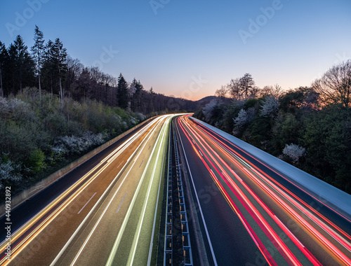 Night traffic on the highway in Germany photo