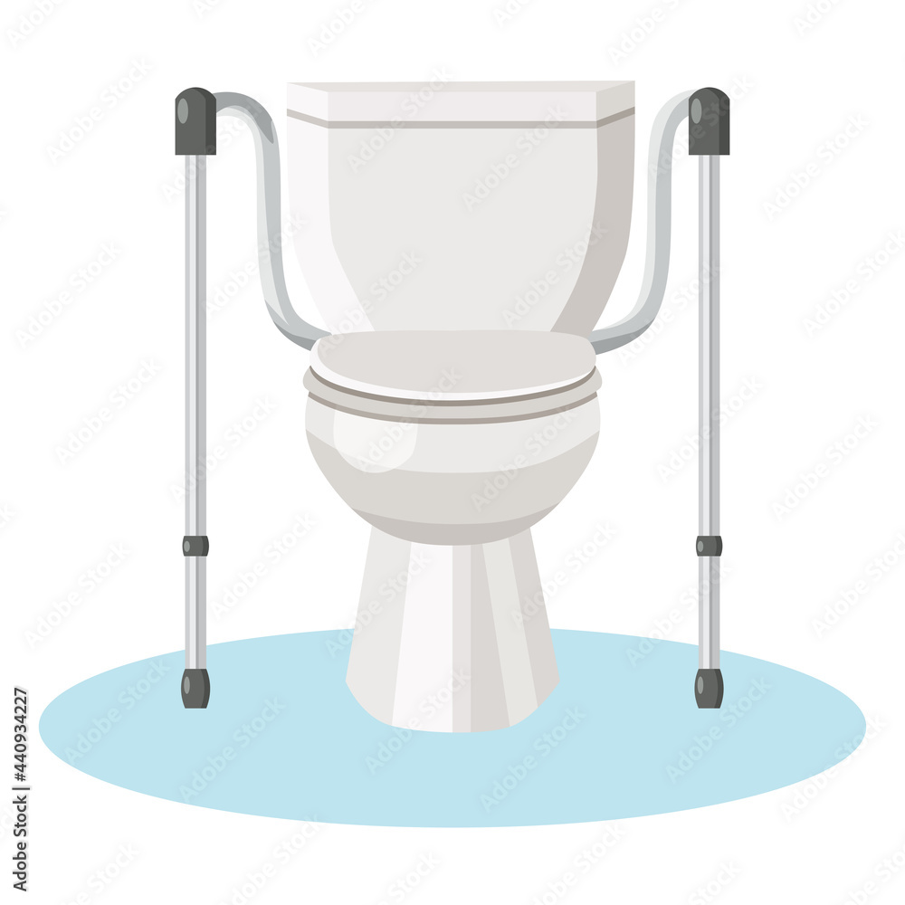 Vetor de Toilet with autonomous safety handrails for the elderly and