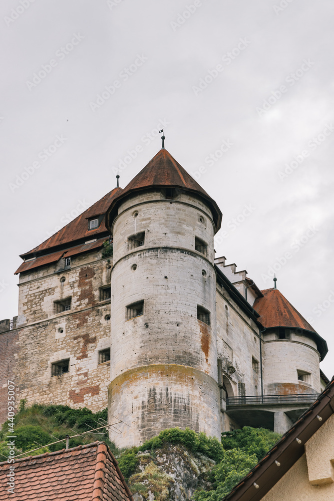 Runder Turm am Schloss Hellenstein in Heidenheim, Baden-Württemberg, Deutschland