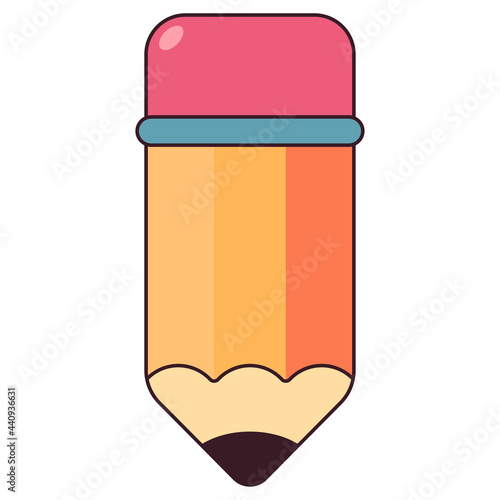 Pencil with eraser vector cartoon illustration isolated on a white background.