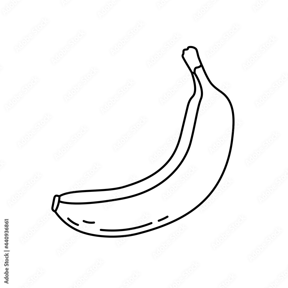 Banana. Fruit sketch. Black line icon. Vector illustration for coloring book Banana. Fruit sketch. Black line icon. Vector illustration for coloring book