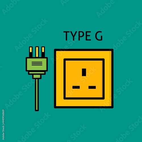 Electrical plugs and electrical outlets Type E  flat design  simple.