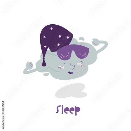Rest and sleep more icon. The cloud in bed cap.