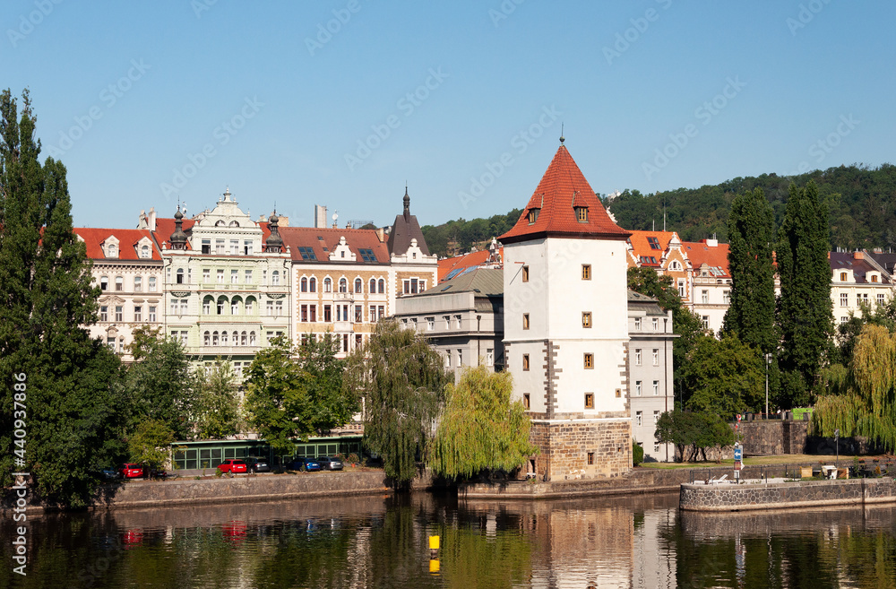 Vltava river and historic part of Prague
