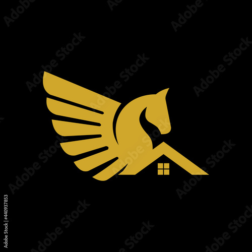 pegasus abstract and real estate logo design