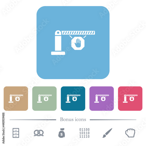 Closed barrier with stop sign flat icons on color rounded square backgrounds Free Download Closed barrier with stop sign flat icons on color rounded square backgrounds - GFXLoad