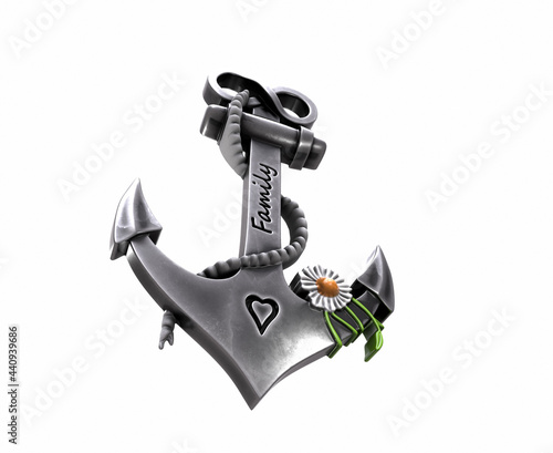 heavy iron anchor in seafaring 3D rendering