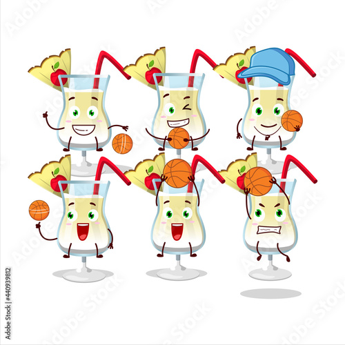 Talented pina colada cartoon character as a basketball athlete