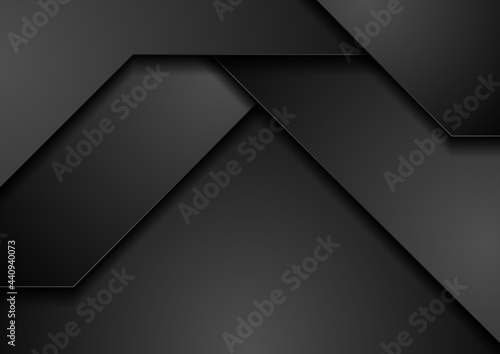 Black monochrome abstract technology corporate background. Futuristic geometry vector design