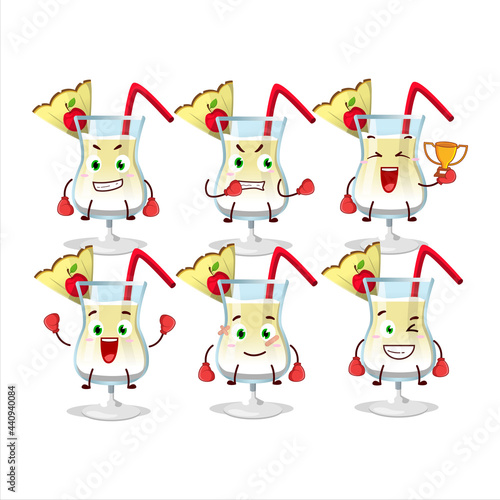 A sporty pina colada boxing athlete cartoon mascot design