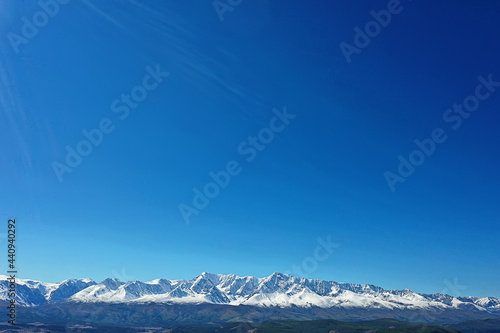 Aktru panorama of mountains altai, mountain peak summer landscape in russia © kichigin19