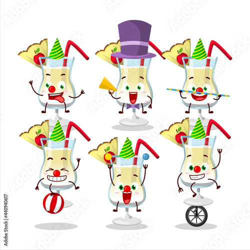 Cartoon character of pina colada with various circus shows