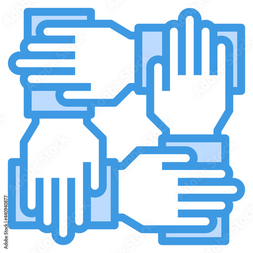 Teamwork blue outline icon