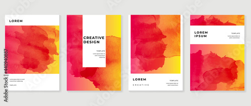 Creative cover design vector set. Watercolor book cover design, Abstract art design with colorful watercolor background. Can be use for poster, wall arts, magazine,  brochure , banner and website.