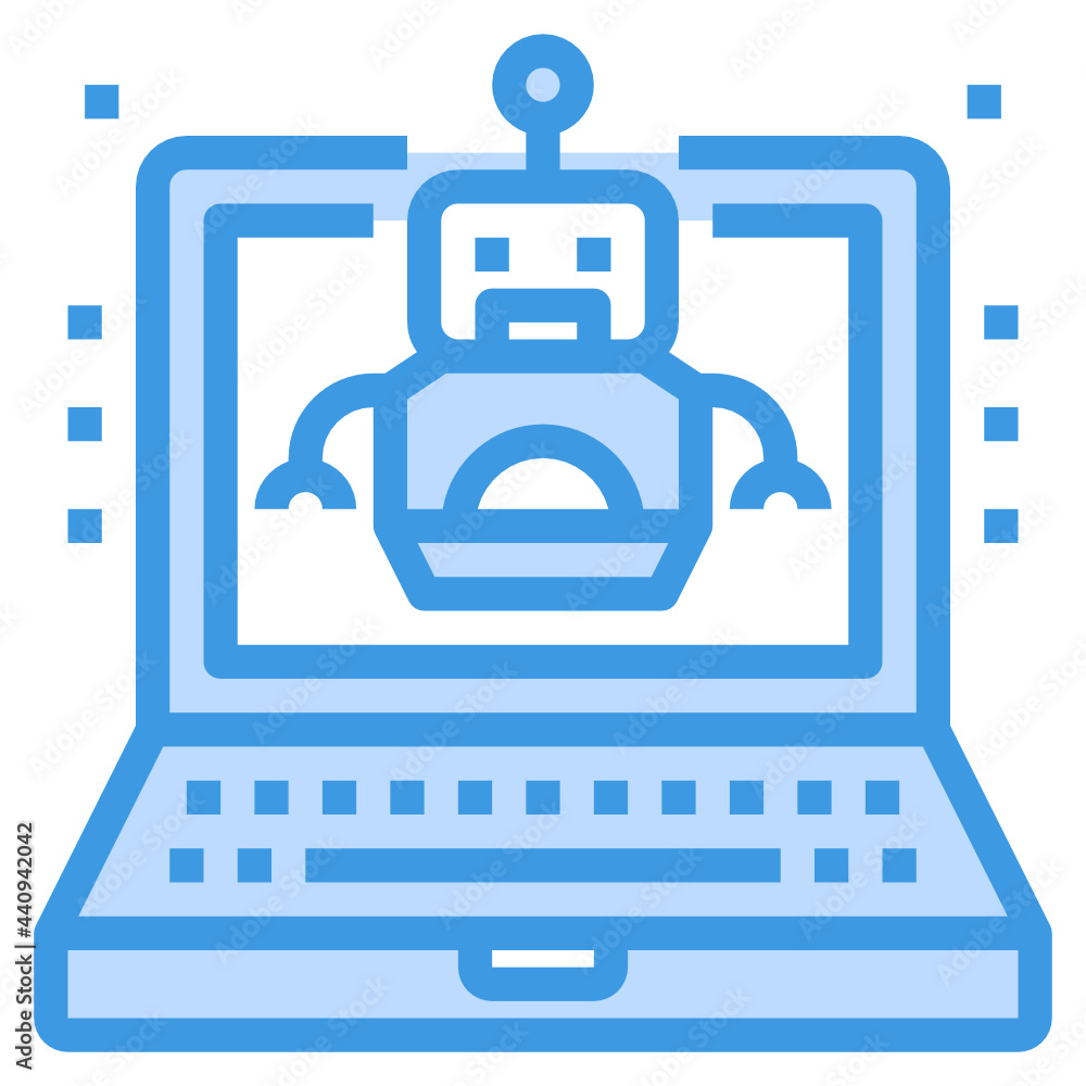 Obraz premium Robot blue outline icon