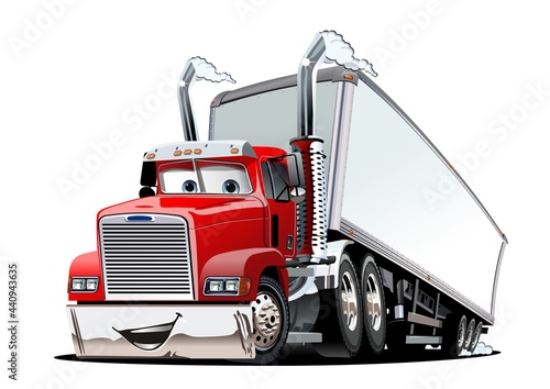 Cartoon cargo semi truck isolated on white background