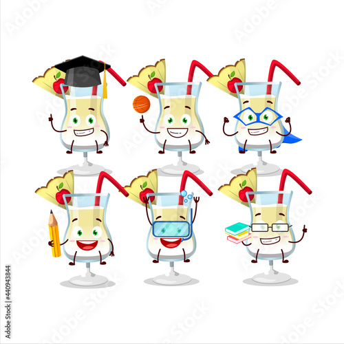 School student of pina colada cartoon character with various expressions