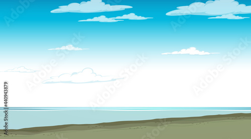 Blank sky at daytime scene with blank flood landscape