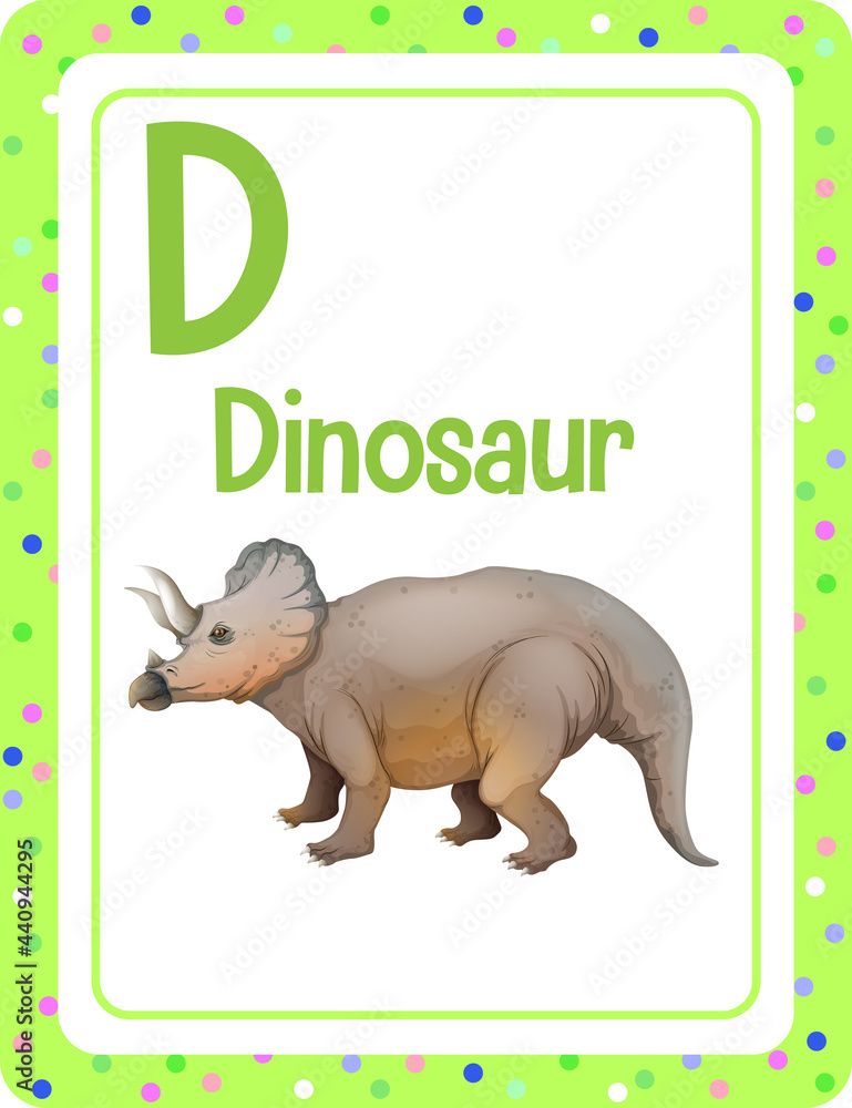 Fototapeta premium Alphabet flashcard with letter D for Dinosaur