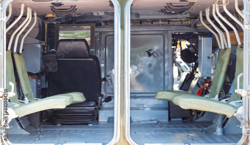 The interior of the interior space of an infantry fighting vehicle.