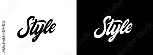 Word Style, hand lettering design for tee, baseball cap, jacket, hoodie and not only. Modern calligraphic text "Style" for use in print on clothes.