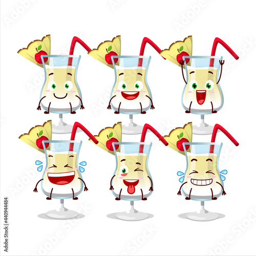 Cartoon character of pina colada with smile expression