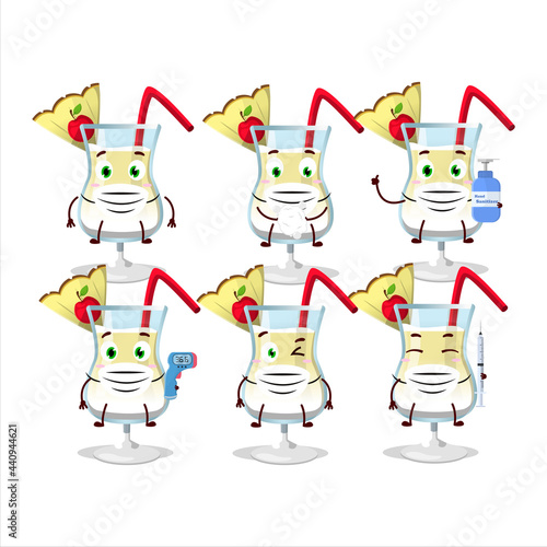 A picture of pina colada cartoon design style keep staying healthy during a pandemic