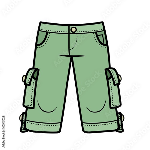 Denim breeches with additional patch pockets  color variation for coloring on a white background