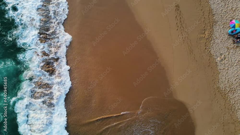 Zoom out shot 4k Drone from beach in summer paradise Zoom out shot 4k Drone from beach in summer paradise