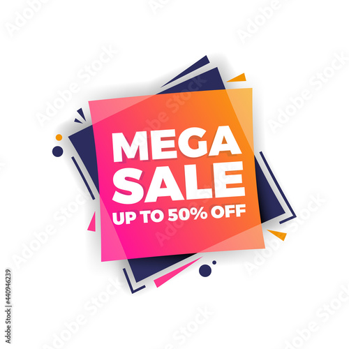 Mega Sale Up To 50  Off Shopping Vector Label