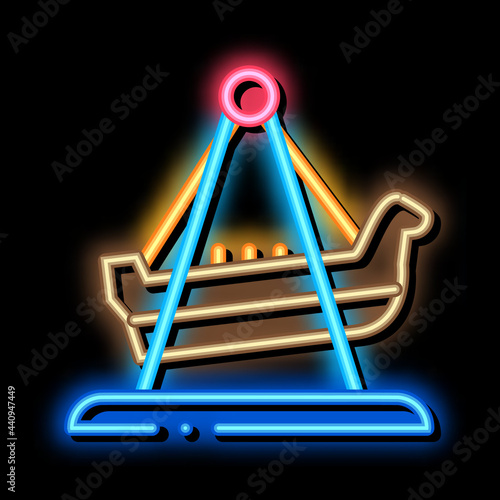 boat swing neon light sign vector. Glowing bright icon boat swing sign. transparent symbol illustration