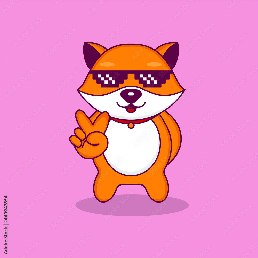 Cute Cat Stylish in Summer Cartoon Vector