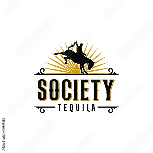 Vintage Society Tequila Texas Horse Jockey Symbol Logo
