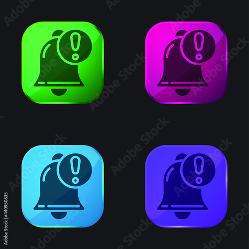 Alarm four color glass button icon